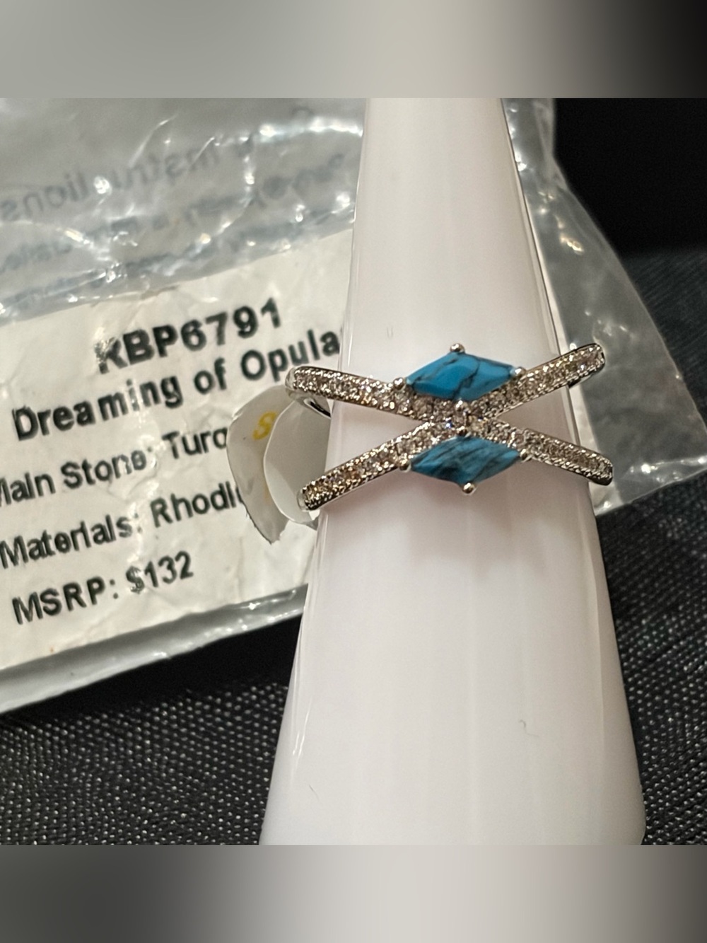 NWT NEW BP RBP6791 Turquoise Rhodium ring Size 7